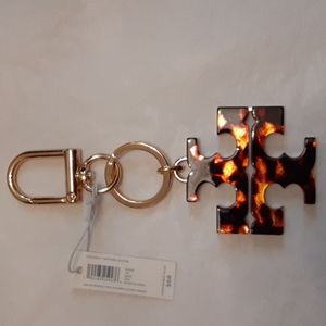 Tory Burch Stacked T Tortoise Key Fob